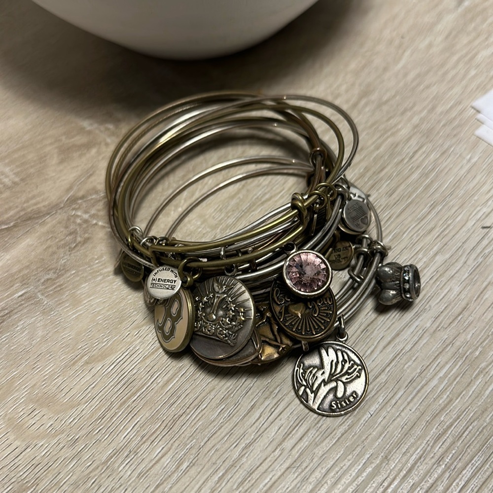 Set of 11 Alex and Ani charm bracelets